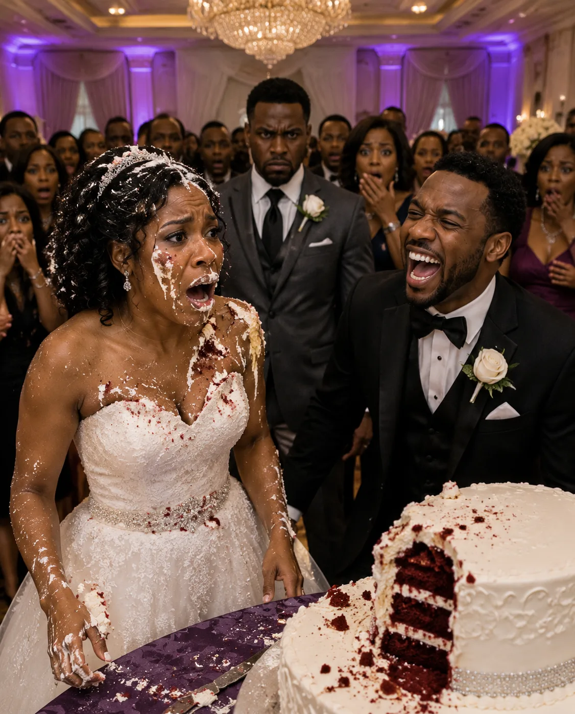 My groom smashed my face into the cake during the cake cutting as a "joke" — I was on the verge of tears when my brother shocked everyone.