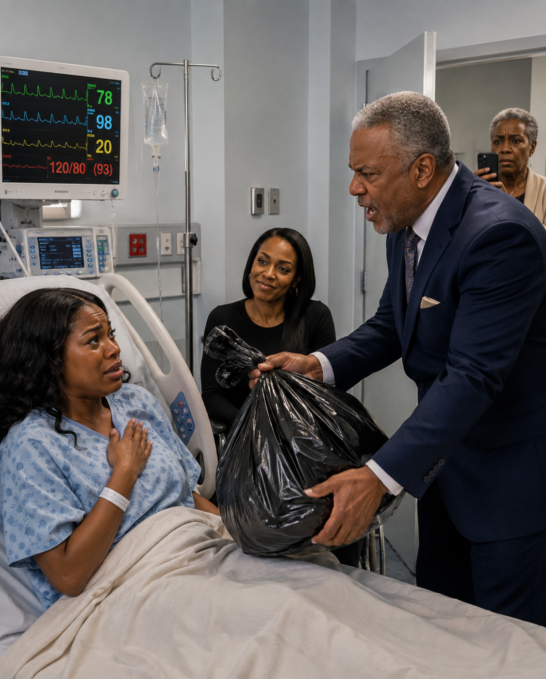 I woke up missing a kidney. My father dropped a black garbage bag beside my hospital bed and said, “Don’t come home. You’re useless now.” I didn’t argue because the clinical recording file showed his illegal eviction of a critical donor; when police blocked the door, his face went pale.