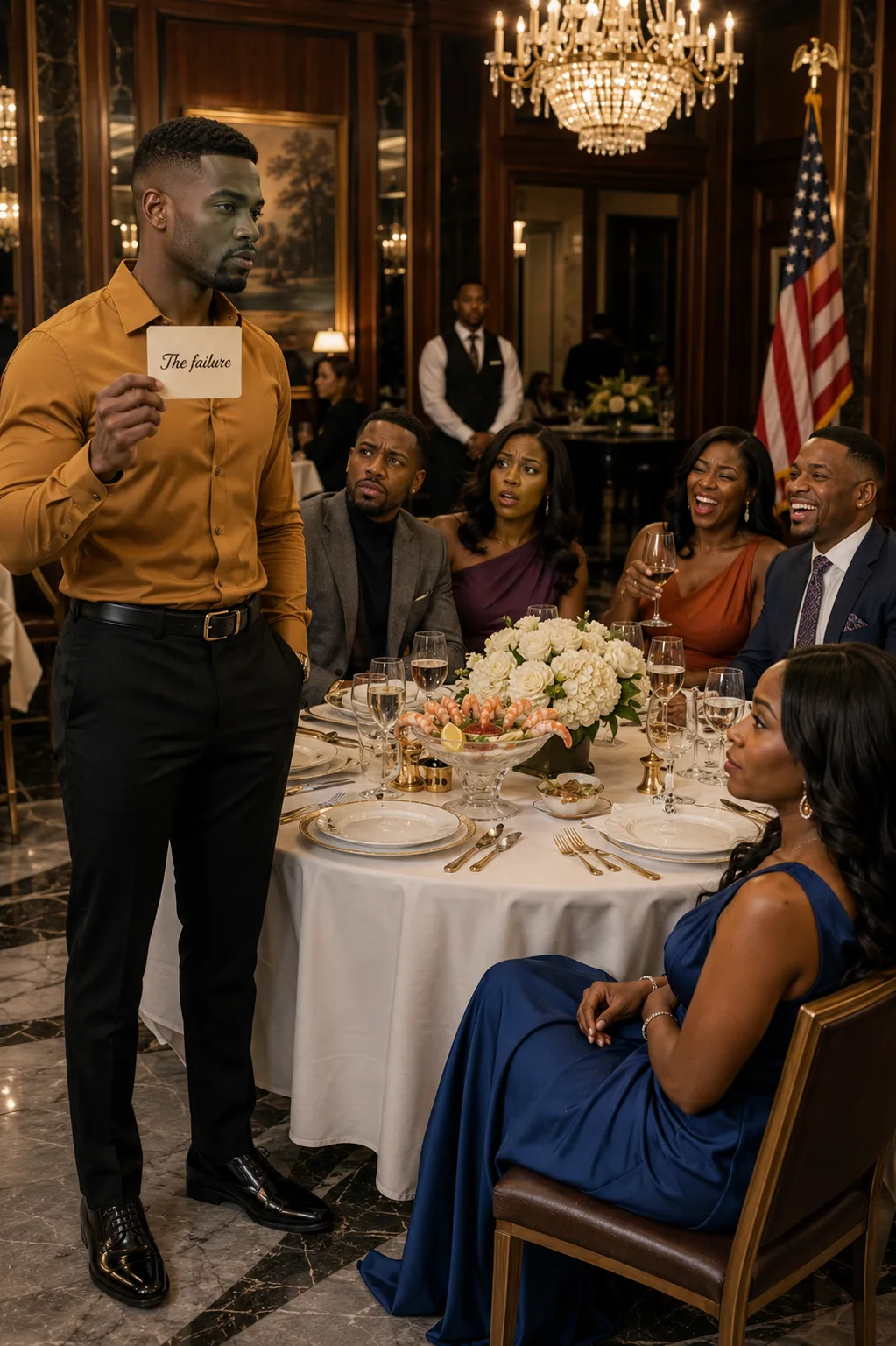 At my sister’s engagement dinner, my place card said “The failure.” Everyone laughed—except me. I raised my glass and said, “To family—the kind you learn to live without.”