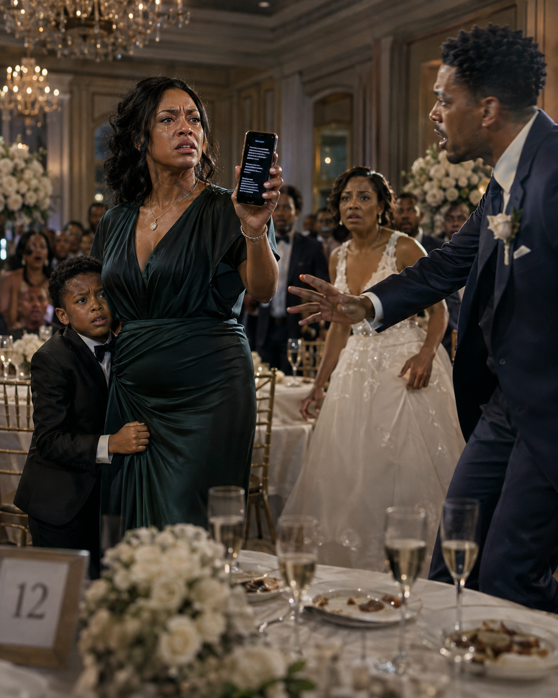 "My 8-Year-Old Hid Under a Dessert Table at My Sister's Wedding and Filmed the Groom Planning to Drug Her Champagne — 'Just Enough to Leave Her Confused. She'll Sign Anything Tonight.' Then He Spotted Us Across the Ballroom."