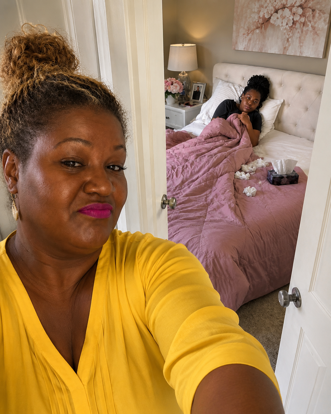 My MIL posted a photo of me sick in bed to shame me for "sleeping until noon"—days later, my husband woke me before dawn and whispered, "Honey, it's time mom learned a lesson.