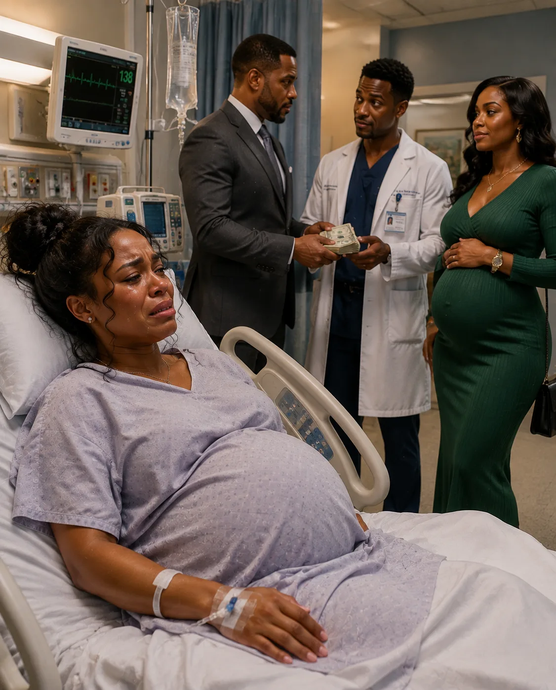 The night before I gave birth, I overheard my husband secretly offer the doctor $500,000 to make sure I died during delivery so he could start a new life with his five-month-pregnant mistress. I pretended to be asleep—but by the next day, his plan had completely backfired.