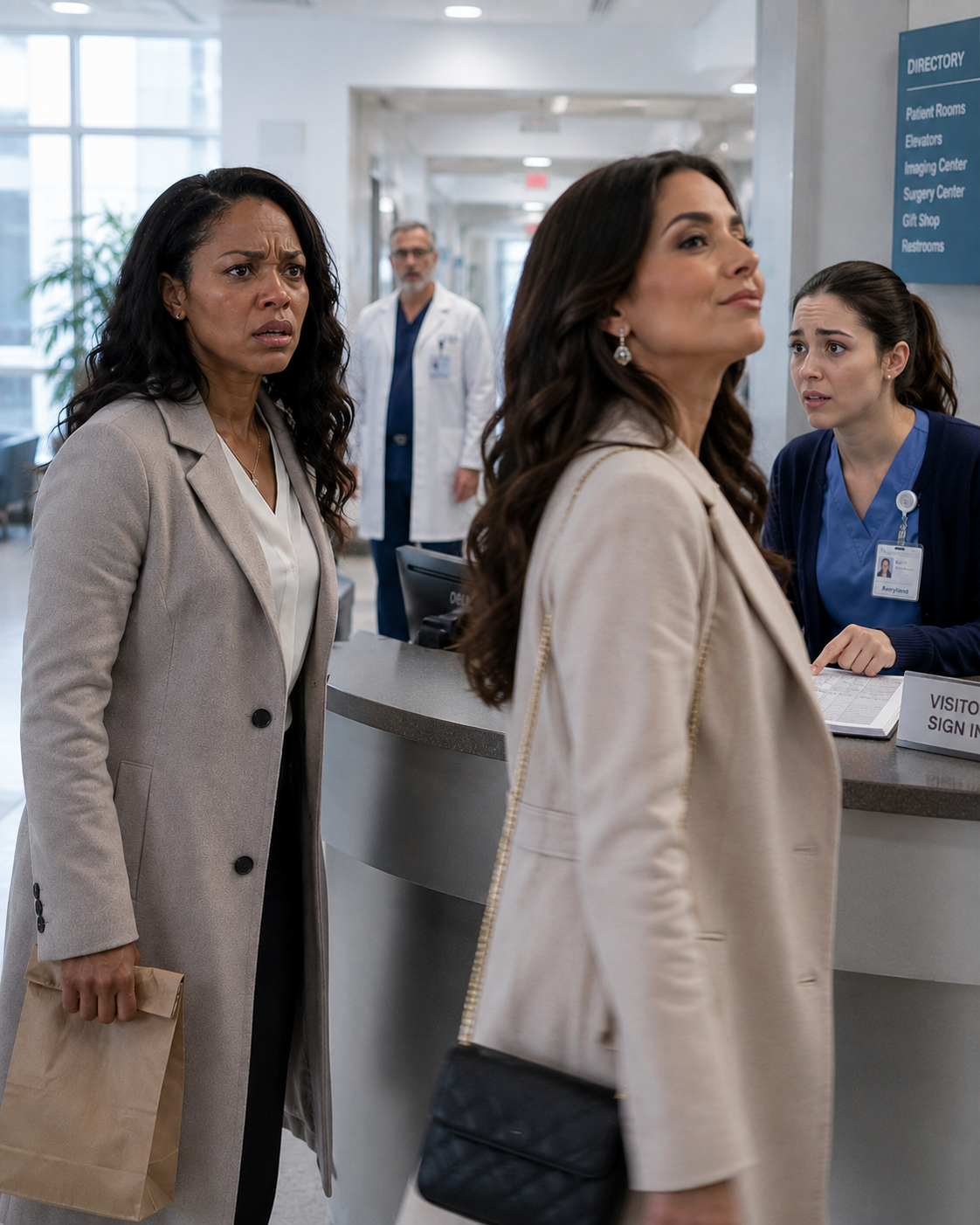 "I Brought My Surgeon Husband Lunch at the Hospital and Told the Receptionist I Was His Wife. She Laughed and Said That Couldn't Be True — His Wife Had Signed In Ten Minutes Earlier."