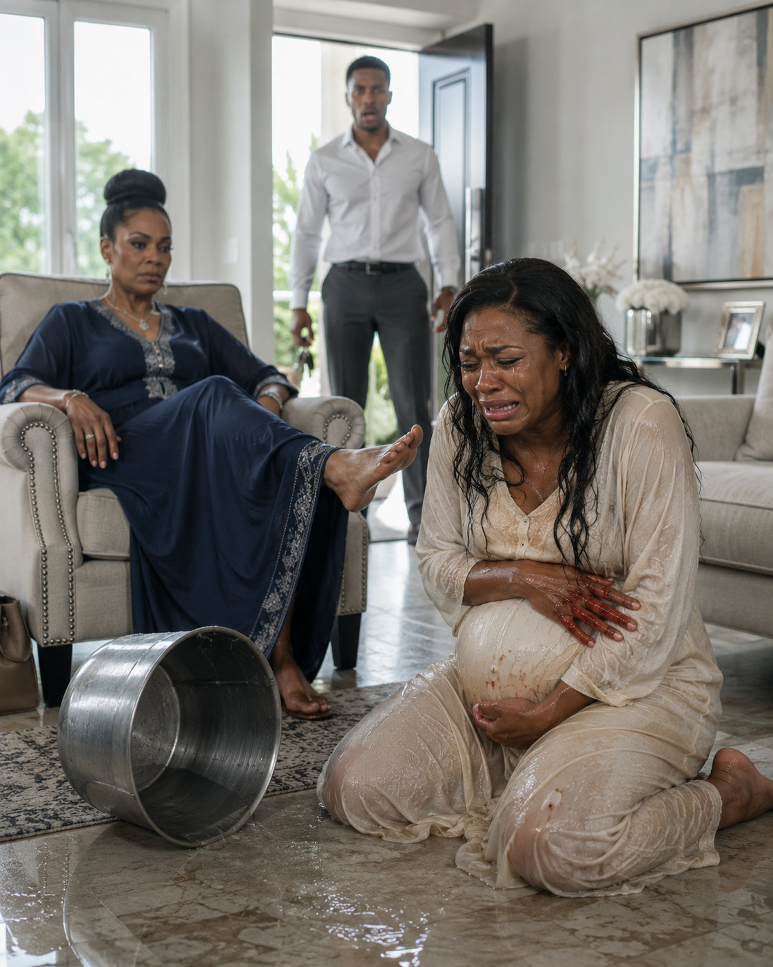 "I Came Back for a Forgotten Contract and Found My 8-Months-Pregnant Wife Kneeling in Scalding Water My Mother Had Poured on Her — 'If She Wants to Live Under My Roof, She Must Learn.' I Had No Idea My Mother Was Also Forging My Signature to Steal the House."