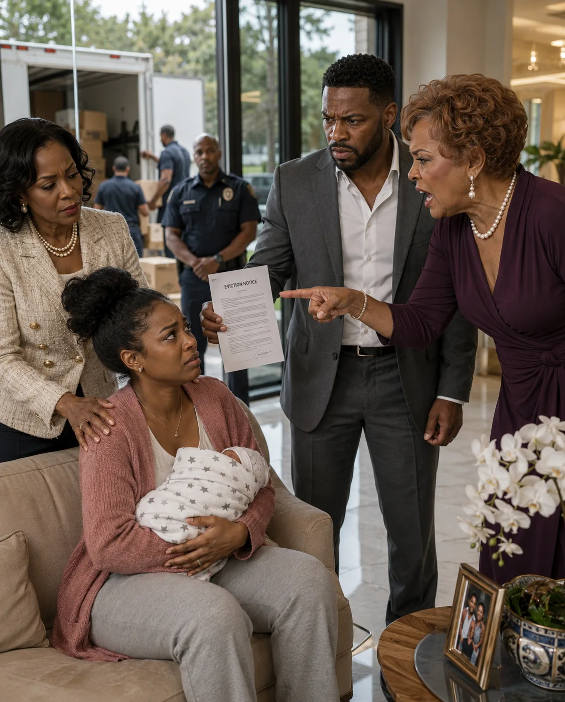 Four days after my C-section, my mother-in-law said, “Even if you have to crawl, come serve us tomorrow.” My husband agreed. I stayed silent. The next morning, two tow trucks arrived at her house. Then my mother placed an envelope in front of my husband—and he suddenly looked terrified.
