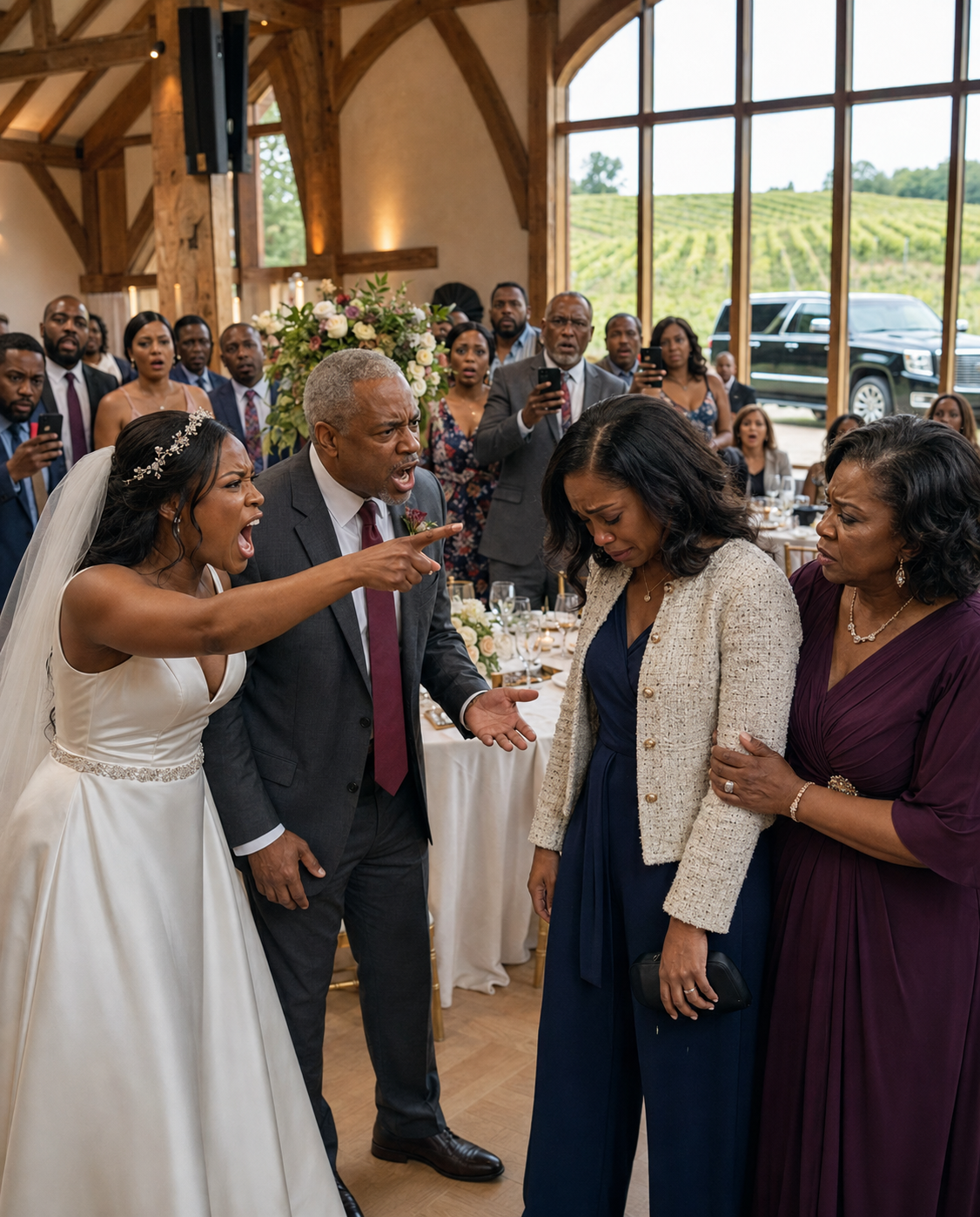At my sister’s wedding, Dad announced that my brand-new car would become her wedding present. I stood up and said, “No.” My sister erupted and coldly hurt me while our parents sided with her. I looked directly at them and said, “You’ll regret this.” Thirty minutes later, everything unraveled.