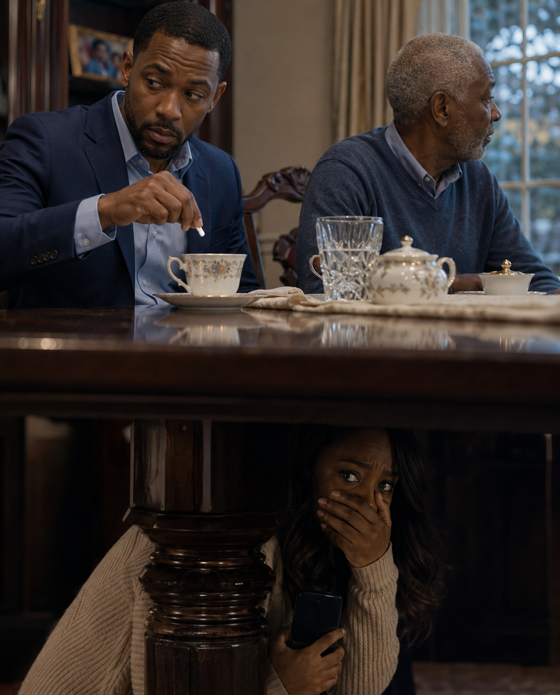 My Father Hid Me Under the Kitchen Table and Whispered, “Don’t Make a Sound.” Minutes Later, I Heard My Husband Demand His House and Admit Our 12-Year Marriage Had Been Part of the Plan. I Stayed Hidden, Turned On My Recorder — and Learned I Had Married a Stranger.
