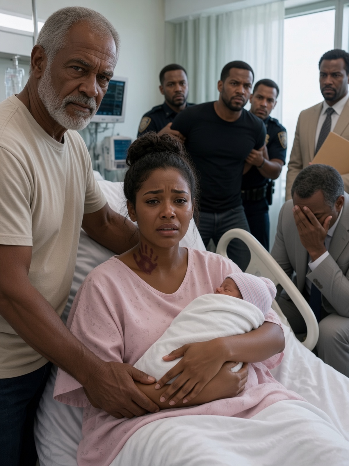 I was cradling my newborn daughter when my dad stepped into the hospital room and noticed the dark bruised fingerprints circling my neck. Across the room, my husband leaned back comfortably in his chair and smirked. “Just reminding her who’s in charge of this family now.”