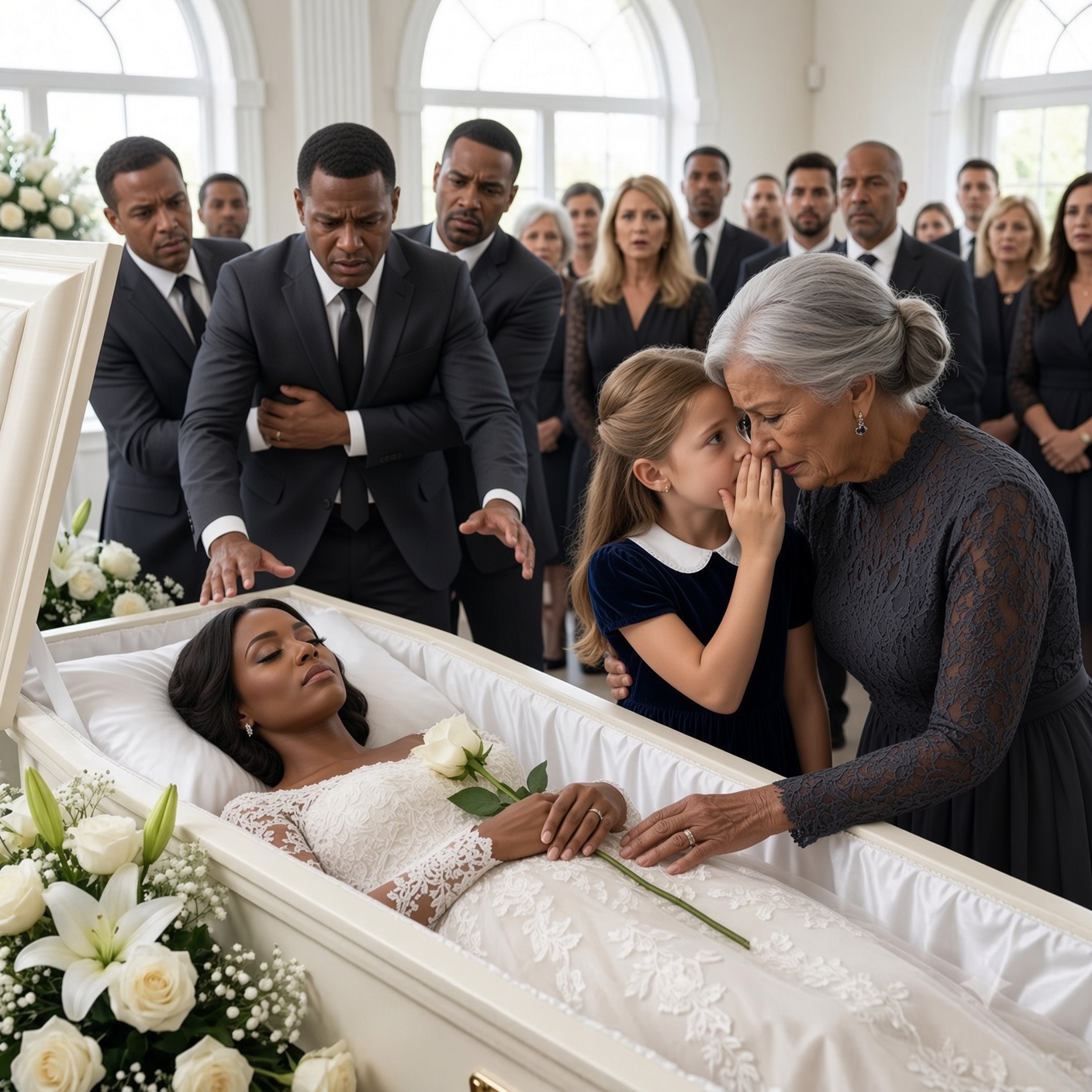 During my daughter’s funeral, my 7-year-old grand-daughter suddenly choked out, “Mommy says he’s going to burn the proof.” Her husband had already arranged an immediate cremation, refusing an autopsy