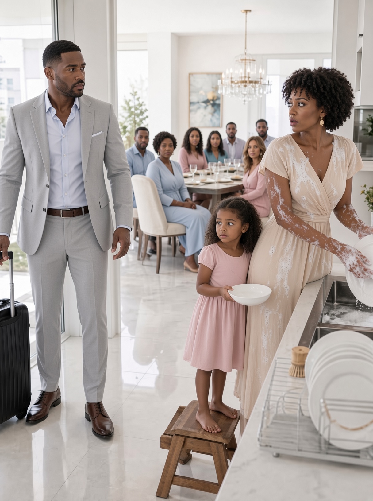 “I returned home two days ahead of schedule and found twenty of my mother’s guests eating in my home while my wife and my 5-year-old daughter were washing dishes with burned hands. ‘If you don't finish, you won't eat,’ I heard. I didn't shout. I pulled out my phone and called 911… and then my daughter told me about a locked drawer.”