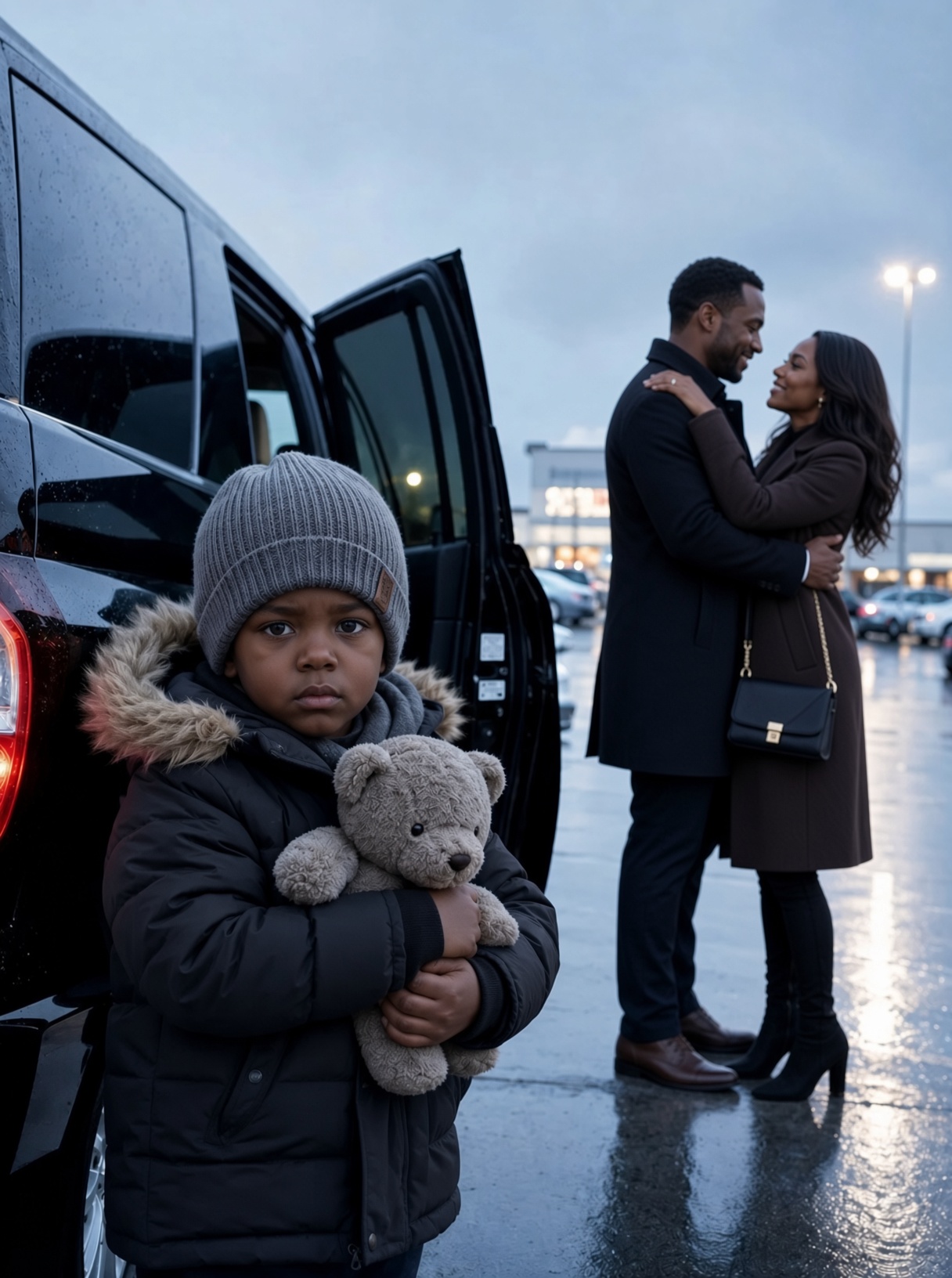 “My police officer husband left our 4-year-old son alone inside the car to go upstairs to his ex’s apartment. When they found him walking around in his socks between vehicles, he said, ‘It was only five minutes.’ I didn’t argue. I asked them to preserve the parking lot security footage. The recording revealed how long he had really been upstairs… and ended up exposing a much more sinister plan.”