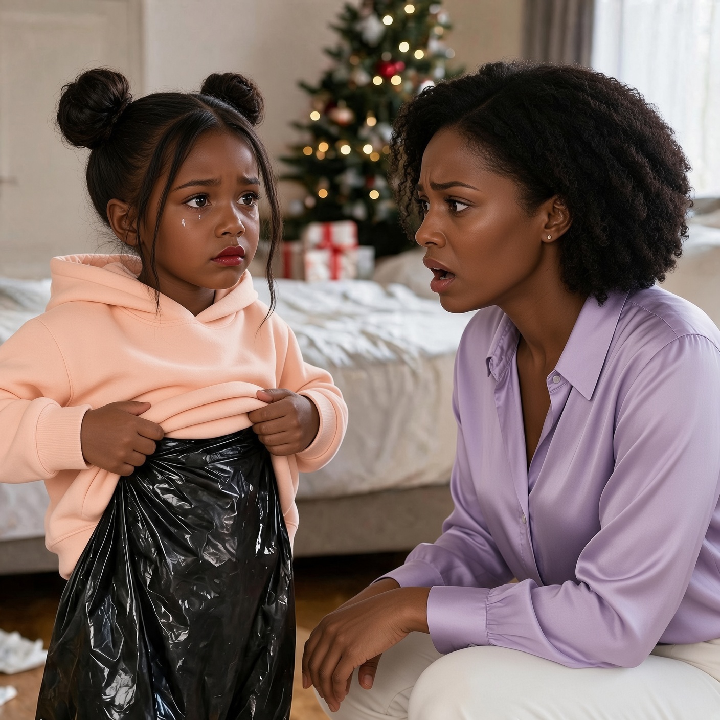 After Christmas, my 6-year-old daughter came home from her grandmother’s house and whispered, “Mommy, I promised I wouldn’t tell.” When she lifted her shirt, I saw belt marks across her back—and a black bag hidden beneath her clothes. I quietly saved the evidence and confronted her grandmother with my phone recording. Then my daughter revealed what my husband had done… and suddenly, I understood why they had begged her to keep silent.