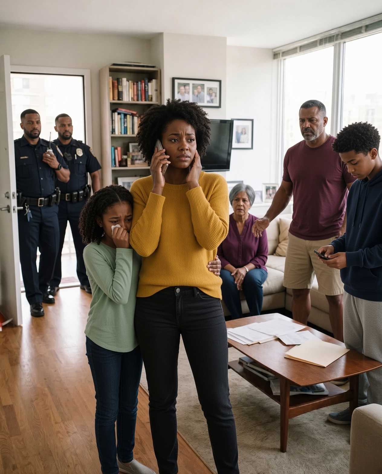 I came home early—and froze when I heard my daughter sobbing. My ex-husband stood over her with his new wife, while his stepson tore through my apartment. “Where are the jewelry and property documents?”