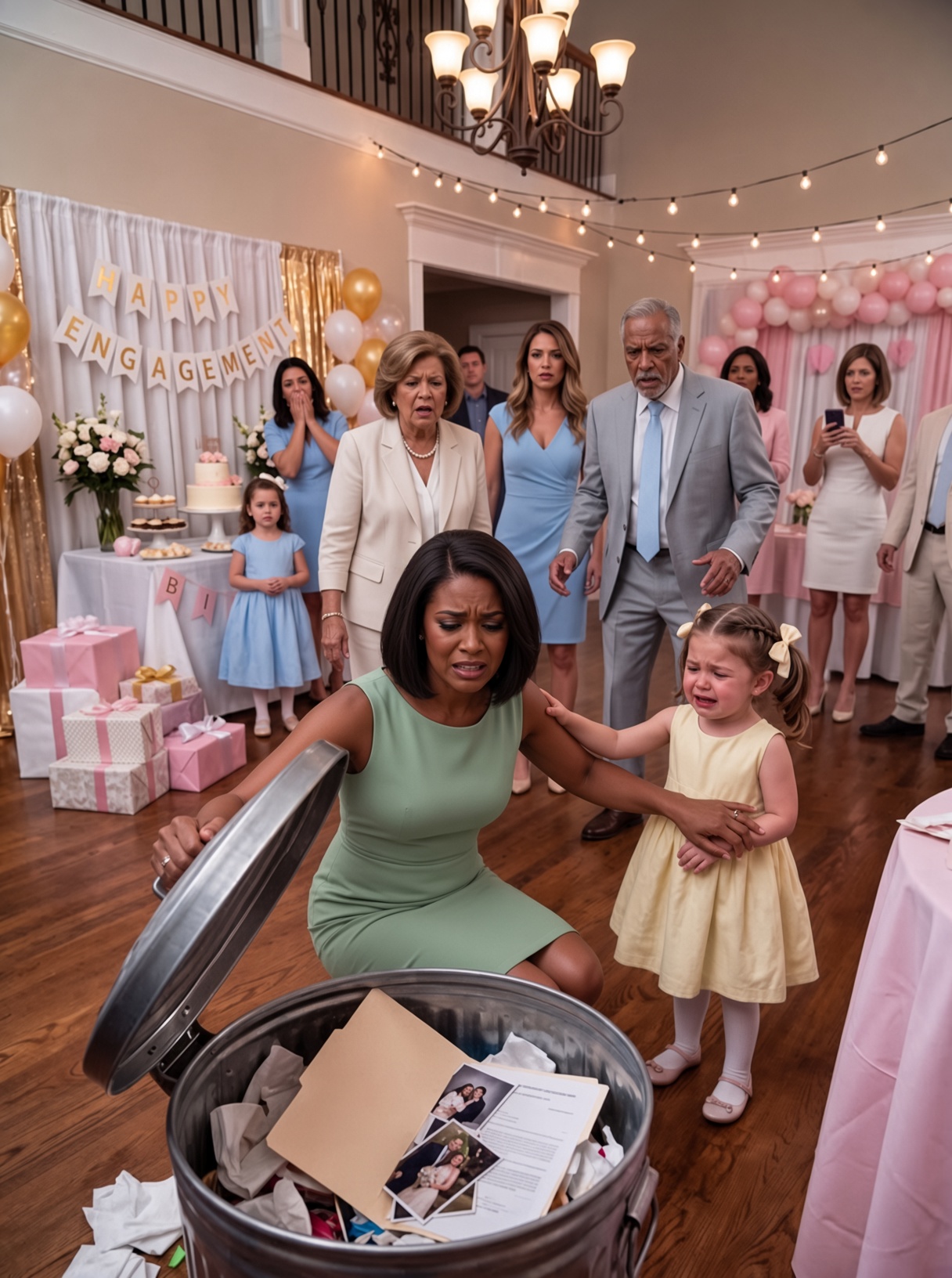 Minutes Before My Engagement Party, I Found My 4-Year-Old Daughter Crying Inside a Trash Bin. My Family Claimed They “Needed Space”—Until Lily Pointed a Hidden Bag Beneath Her, and What I Found Inside Exposed the Secret They Wanted Buried.