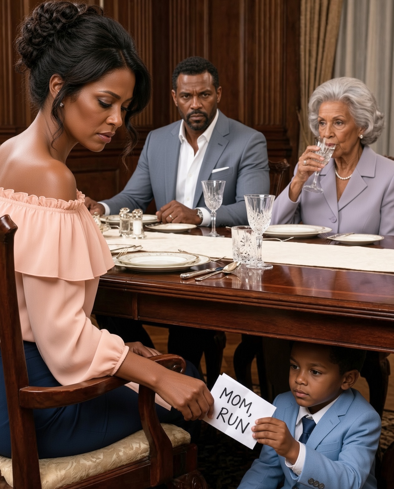 My mother-in-law urged me to drink her tea, but beneath the table, my son warned me with three words: “Mom, run.” I smiled, pretended I wasn’t feeling well, and walked out without saying a thing. Later, a lawyer examined some photos, an insurance policy, and a cup my son had hidden. What they revealed exposed a terrifying family secret years in the making.