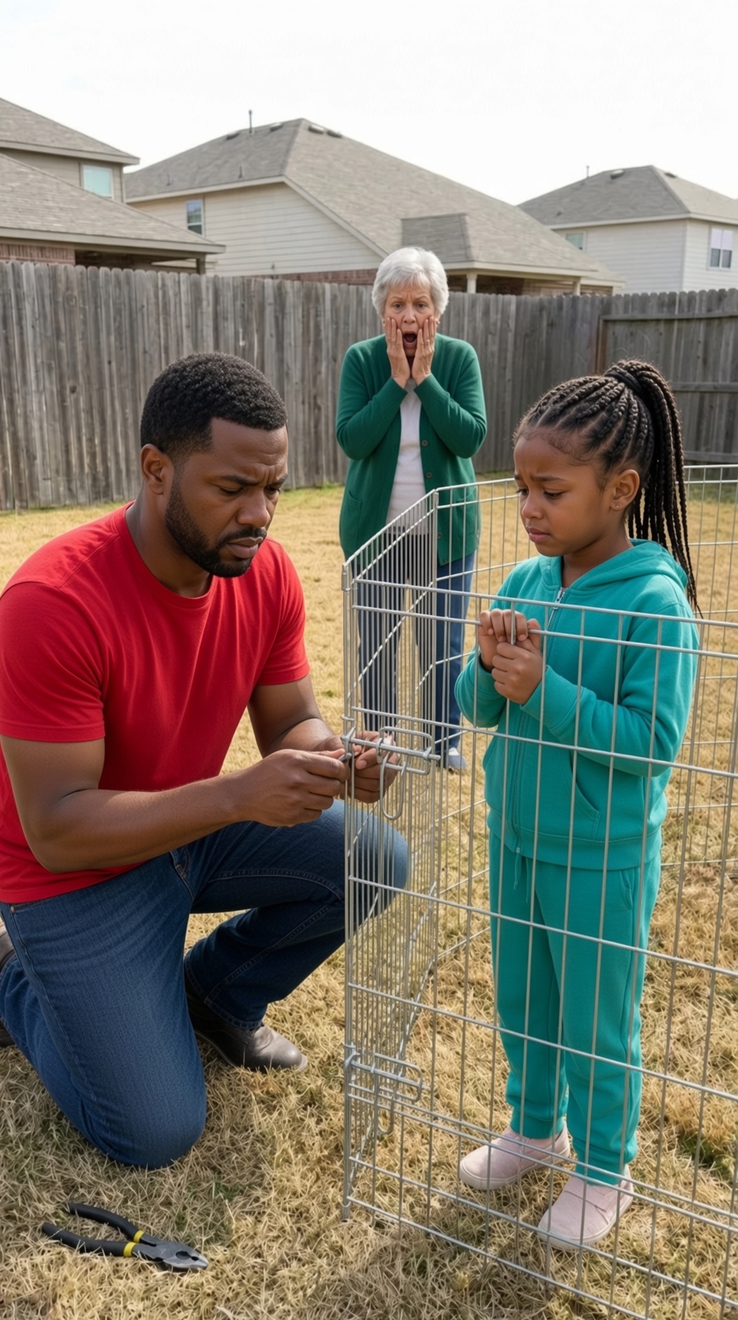 My ten-year-old daughter stopped answering my calls for three days, so I drove to her mother’s house and found her l0cked inside a metal ca:g:e in the backyard.