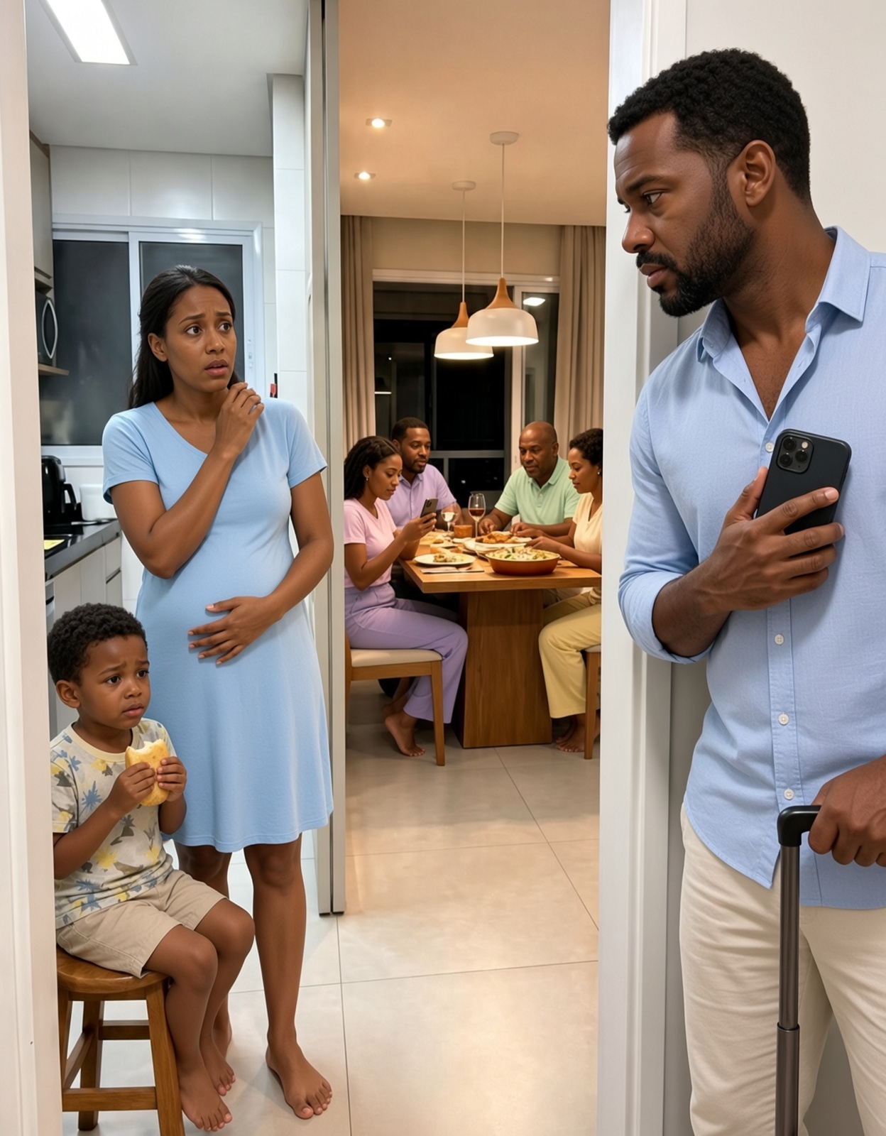 I Came Home Two Days Early and Found My Pregnant Wife Eating in the Kitchen While My Son Hid a Piece of Stale Bread in His Pocket. Then I Heard My Sister Say, “Let Her Eat the Leftovers. A Useless Woman Doesn’t Deserve a Seat at Our Table.” I Didn’t Confront Anyone. I Turned on the Recording and made sure they would all be at the signing. Only I knew what was hidden in Clause 7…