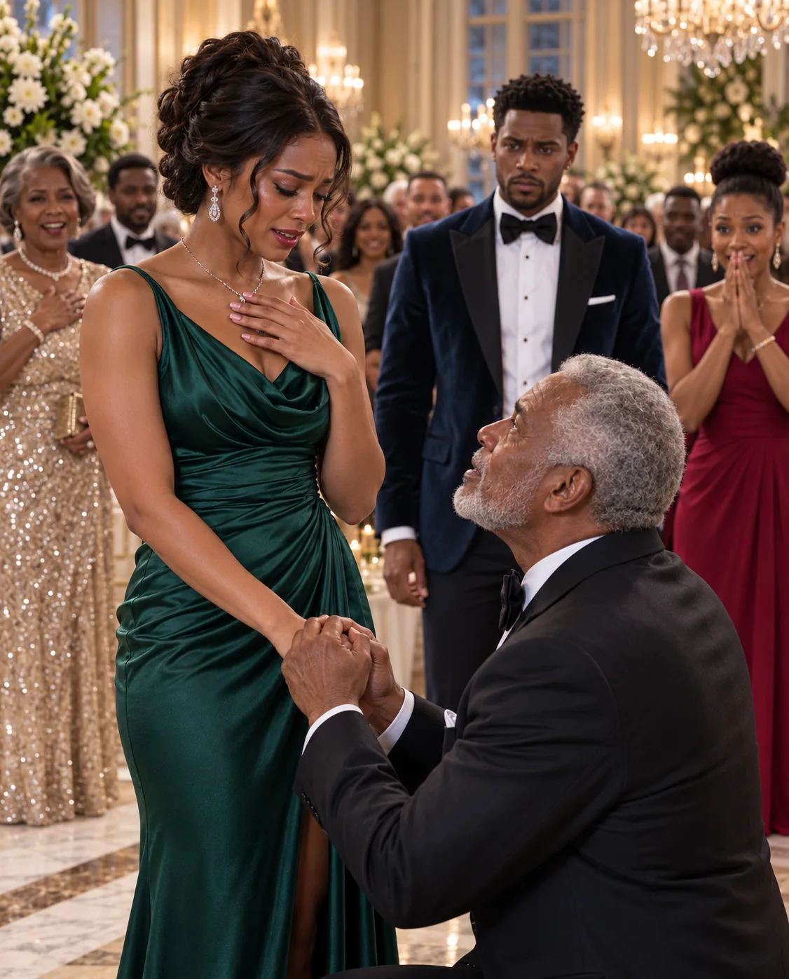 My husband tried to hide me at his company gala because he was embarrassed by my inexpensive dress… but when his billionaire boss noticed the necklace around my neck, he dropped to his knees and uncovered a 30-year-old secret that ended my husband’s career.