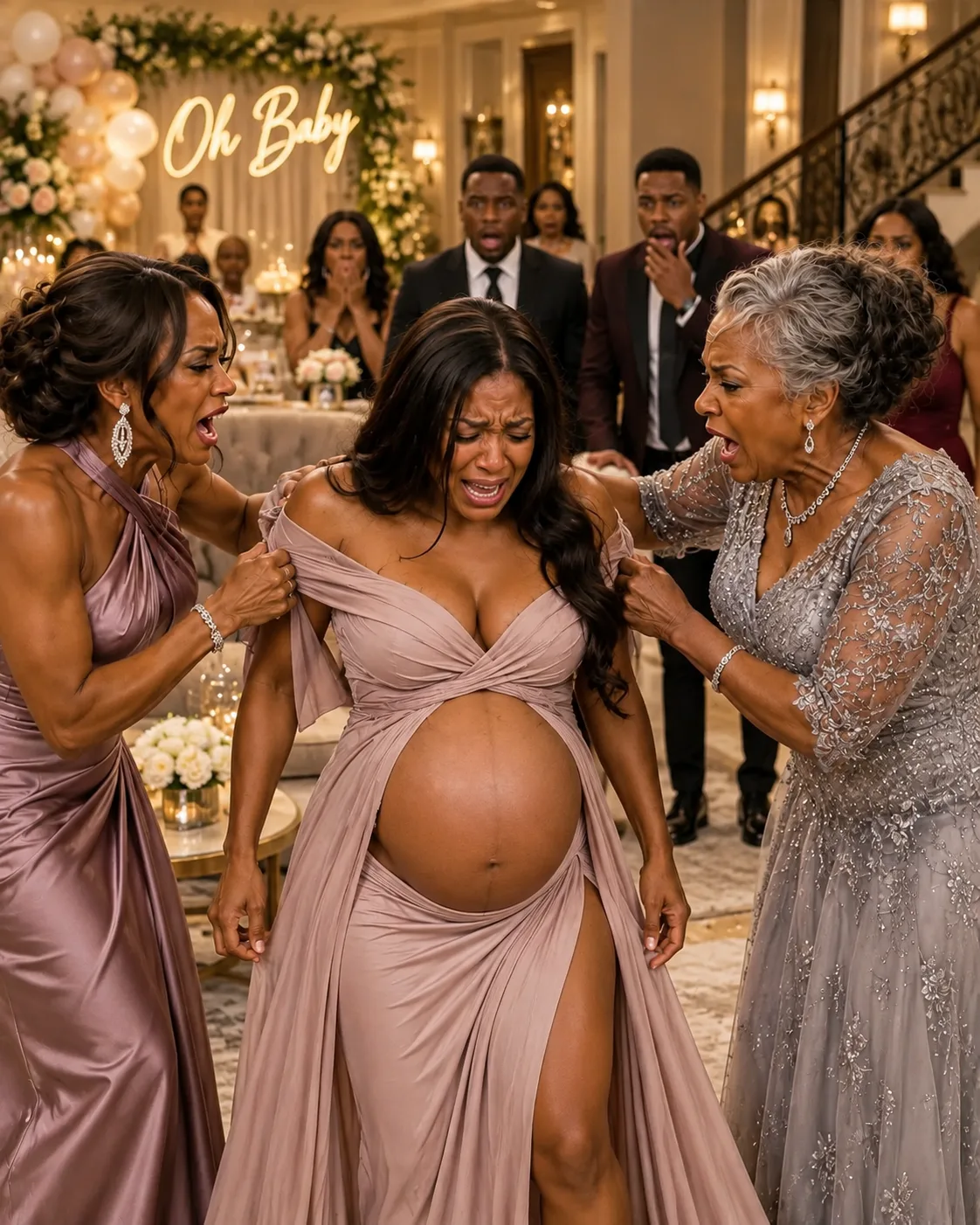 MY MOTHER-IN-LAW TORE OPEN MY MATERNITY GOWN AT A WEDDING—THEN MY HUSBAND HANDED THEM MY PURSE AND I MADE ONE CALL