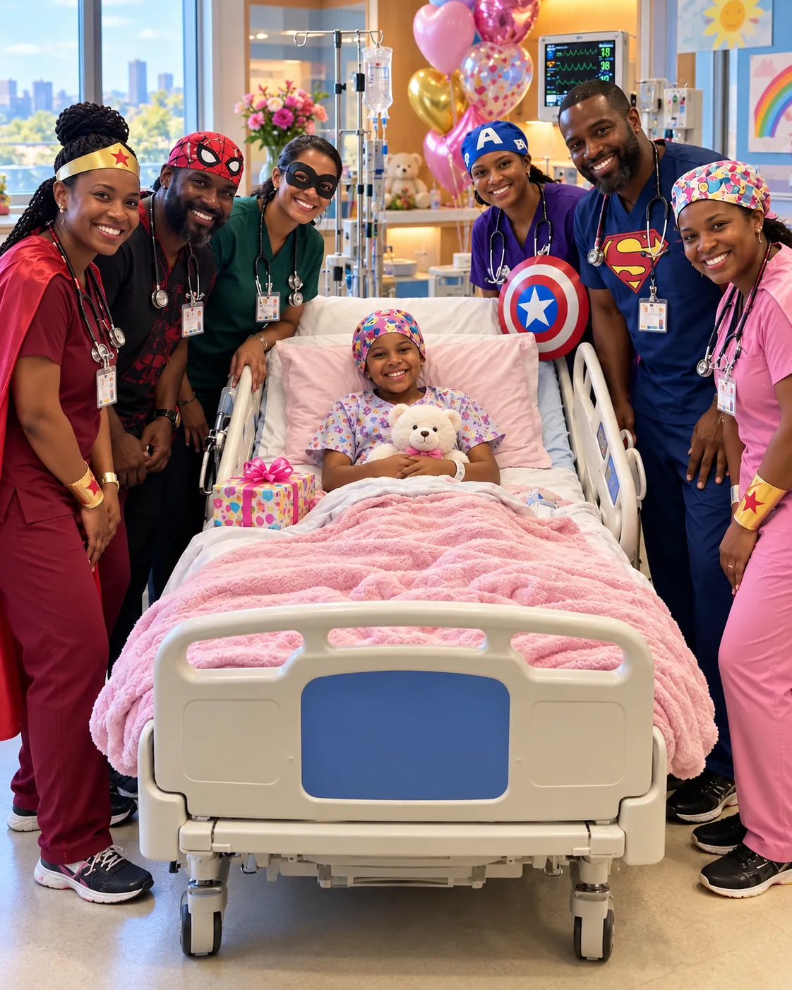 EVERY DOCTOR DRESSED AS A SUPERHERO FOR MY DAUGHTER’S 7TH BIRTHDAY—THEN HER ONCOLOGIST KNELT BESIDE HER BED
