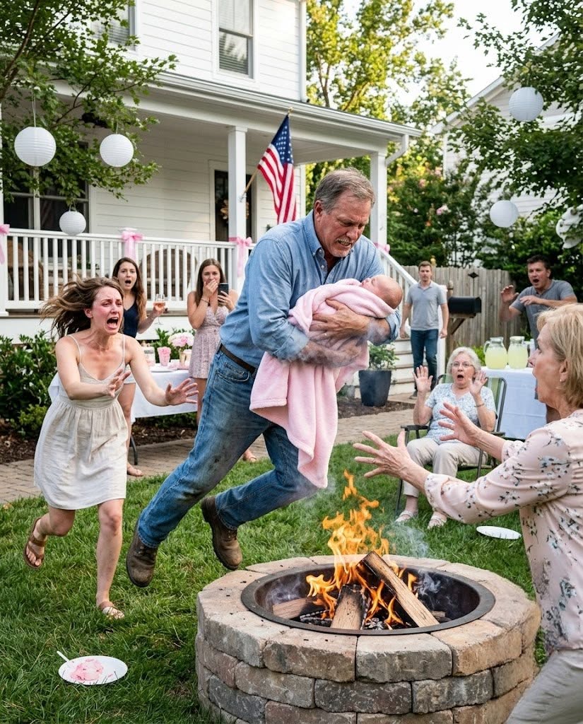 At my backyard baby shower, my mother lifted my six-week-old daughter and said, "You gave birth before your sister... you betrayed the order of our family." Then she threw Lily toward the fire. I didn't faint; I ran — and my quiet father dove through the flames before I could reach her.