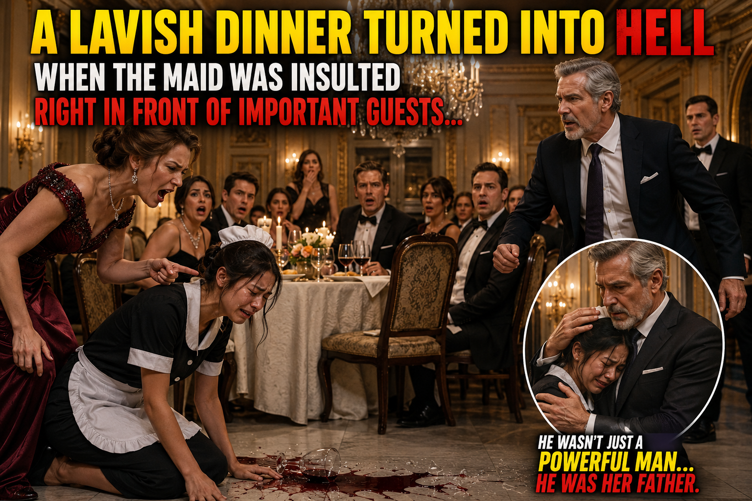 A lavish dinner turned into hell when the maid was insulted right in front of important guests...""