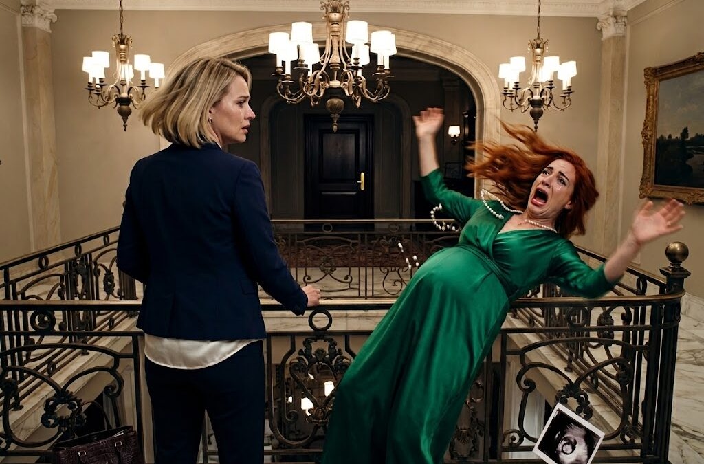 The cruel woman pushed her pregnant daughter-in-law over the mansion railing… but when the loyal butler finally caught her and called 911, the wicked woman trembled.