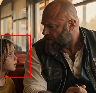 PART 2: The little girl appeared beside the biker’s booth so quietly that he didn’t notice her until a tiny hand tugged at the edge of his leather vest.