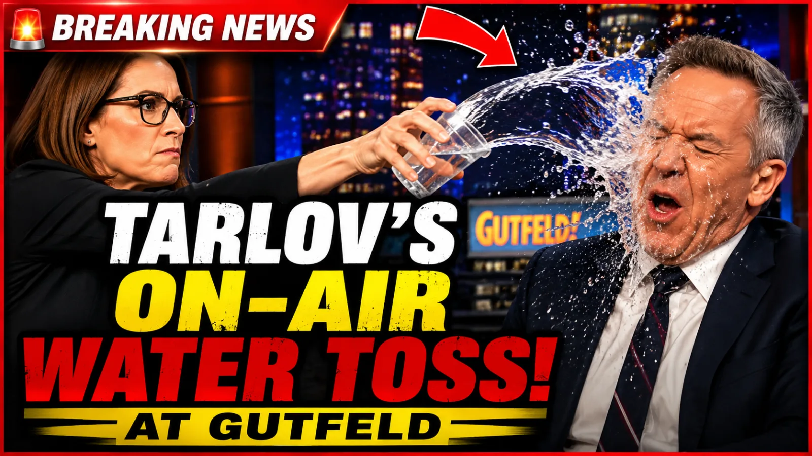 🚨 Tarlov’s On-Air Water Toss at Gutfeld Sparks Major Fox News Fallout