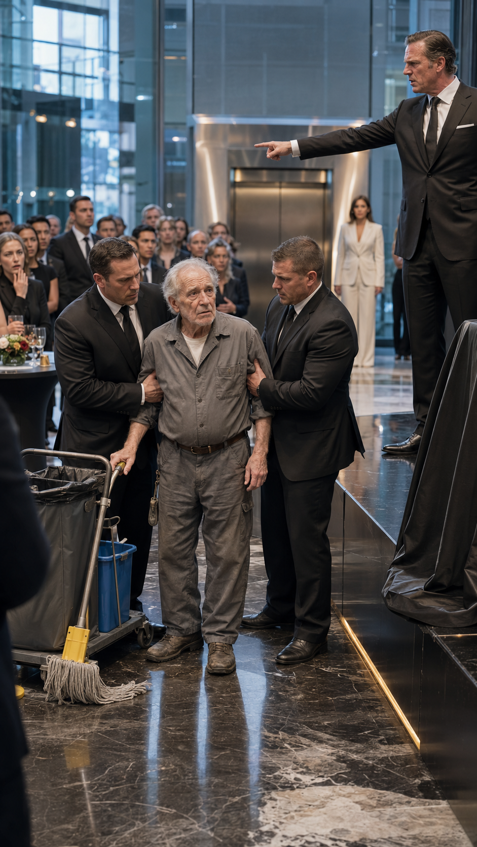 The CEO Had Security Drag The Old Janitor Across The Launch Floor—Then The Lawyer Asked One Question That Froze Him.