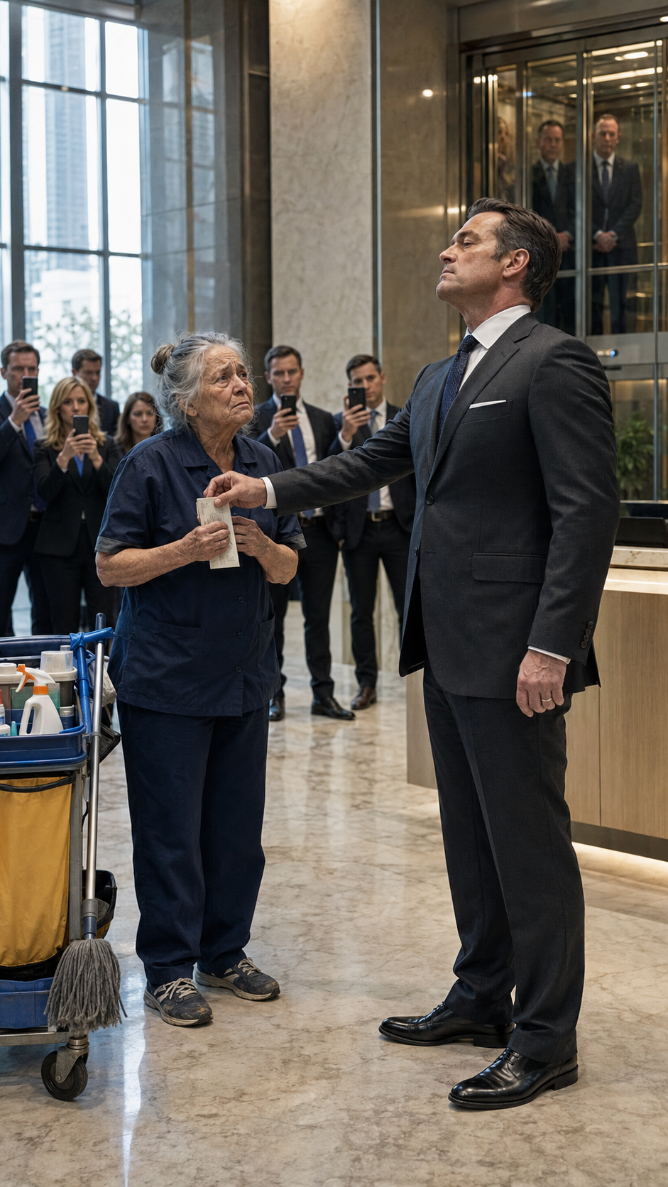 The CEO Tore Up The Cleaning Lady’s Medical Bill—Then The Elevator Opened And A Shareholder Called Her Mom.