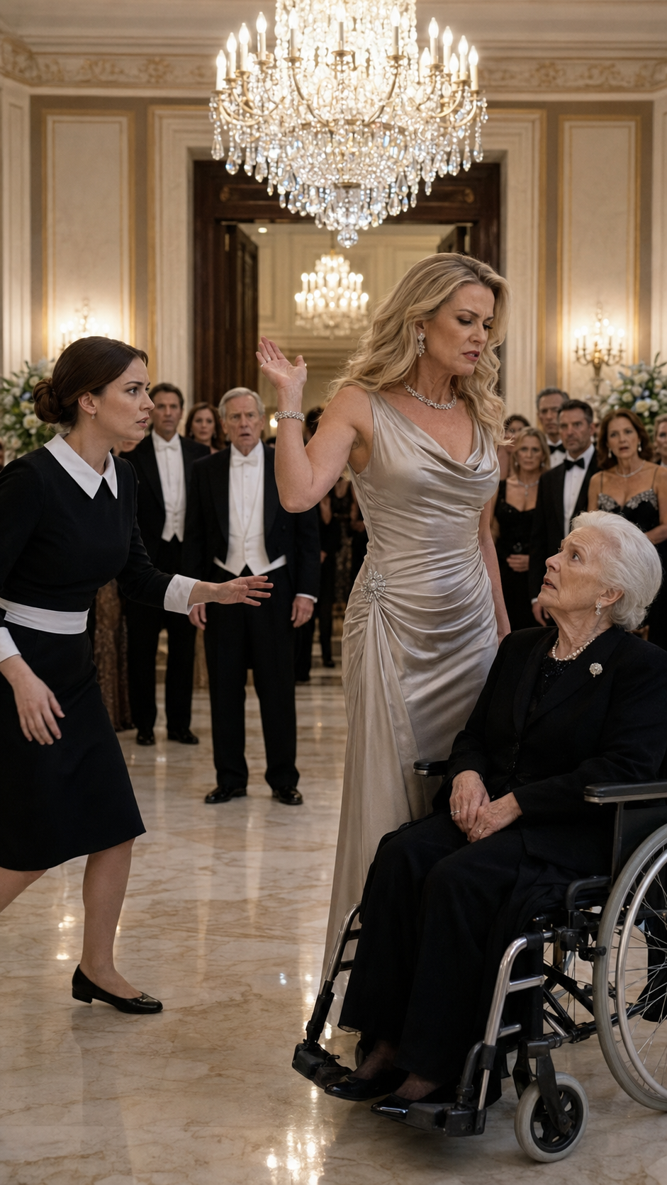 THE WAITRESS WHO STOPPED THE SLAP AT THE OLD-MONEY GALA