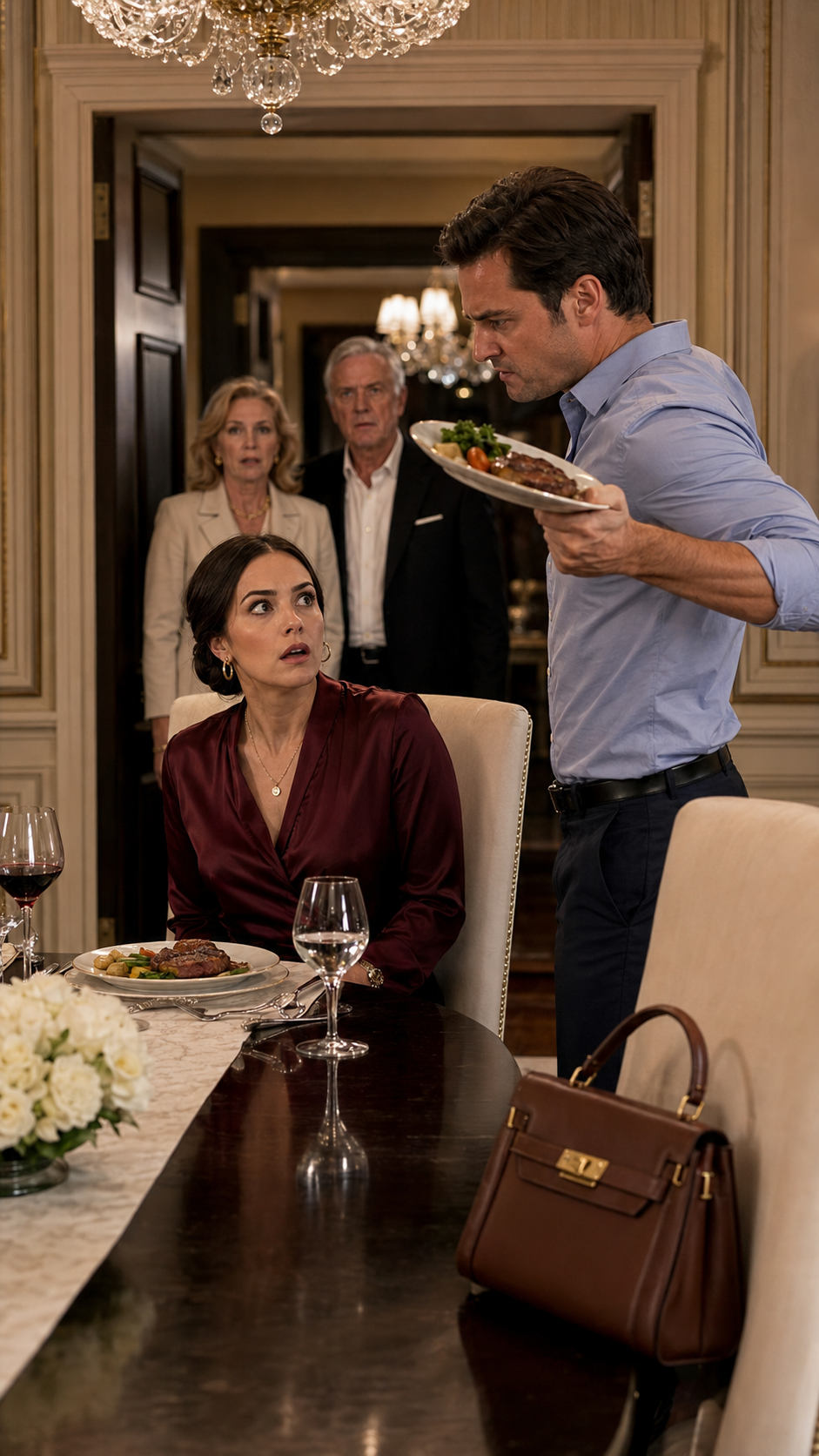HE THREW A DINNER PLATE AT HIS WORKING-CLASS WIFE IN FRONT OF HIS BILLIONAIRE PARENTS—THEN ONE PHONE CALL MADE HIM TERRIFIED OF WHO HAD WITNESSED IT
