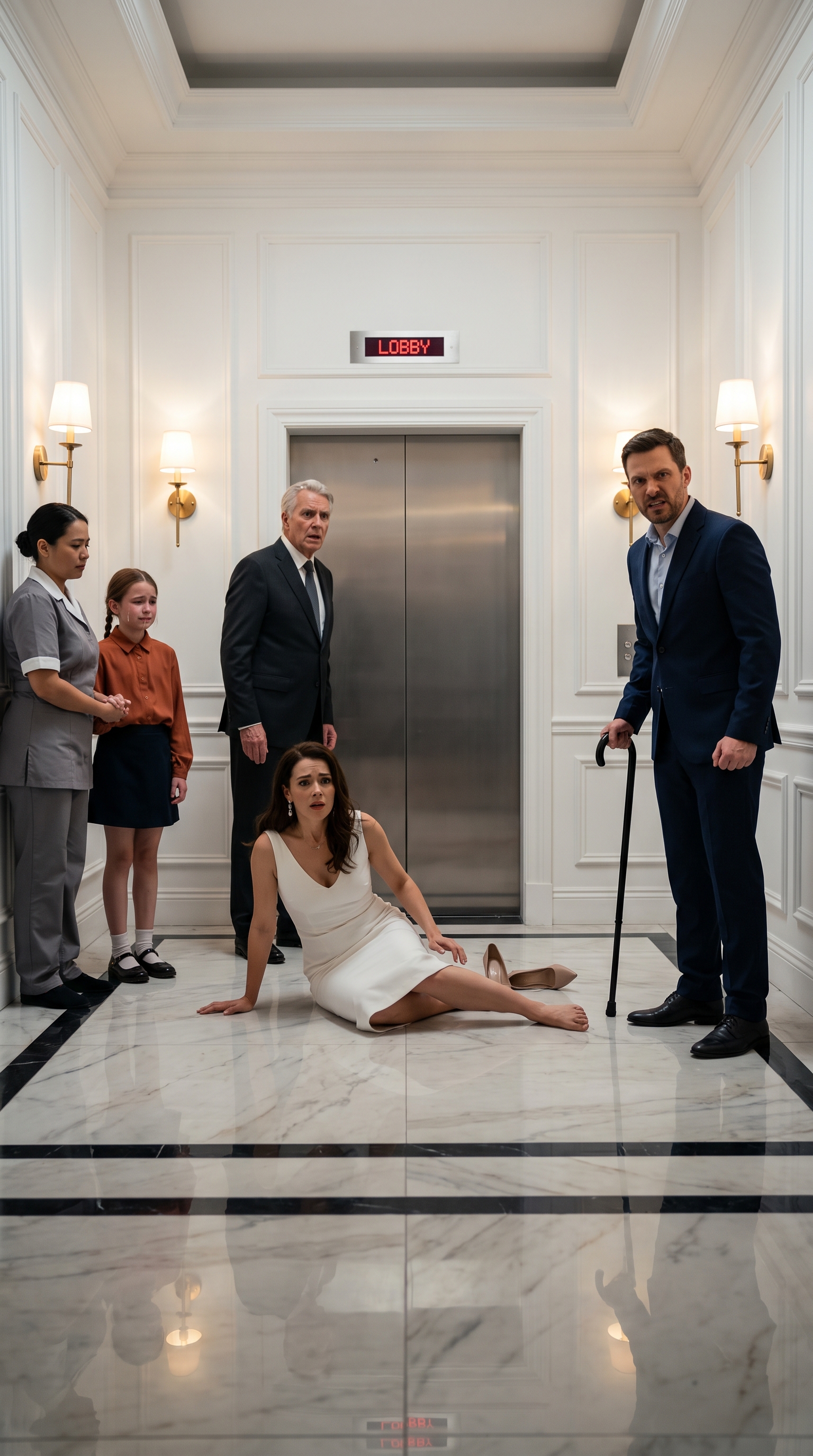 THE ELEVATOR OPENED—AND HIS POWER ENDED.