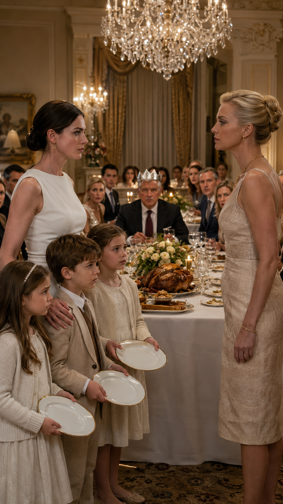 SHE FED THE RICH WHILE THREE CHILDREN HELD EMPTY PLATES