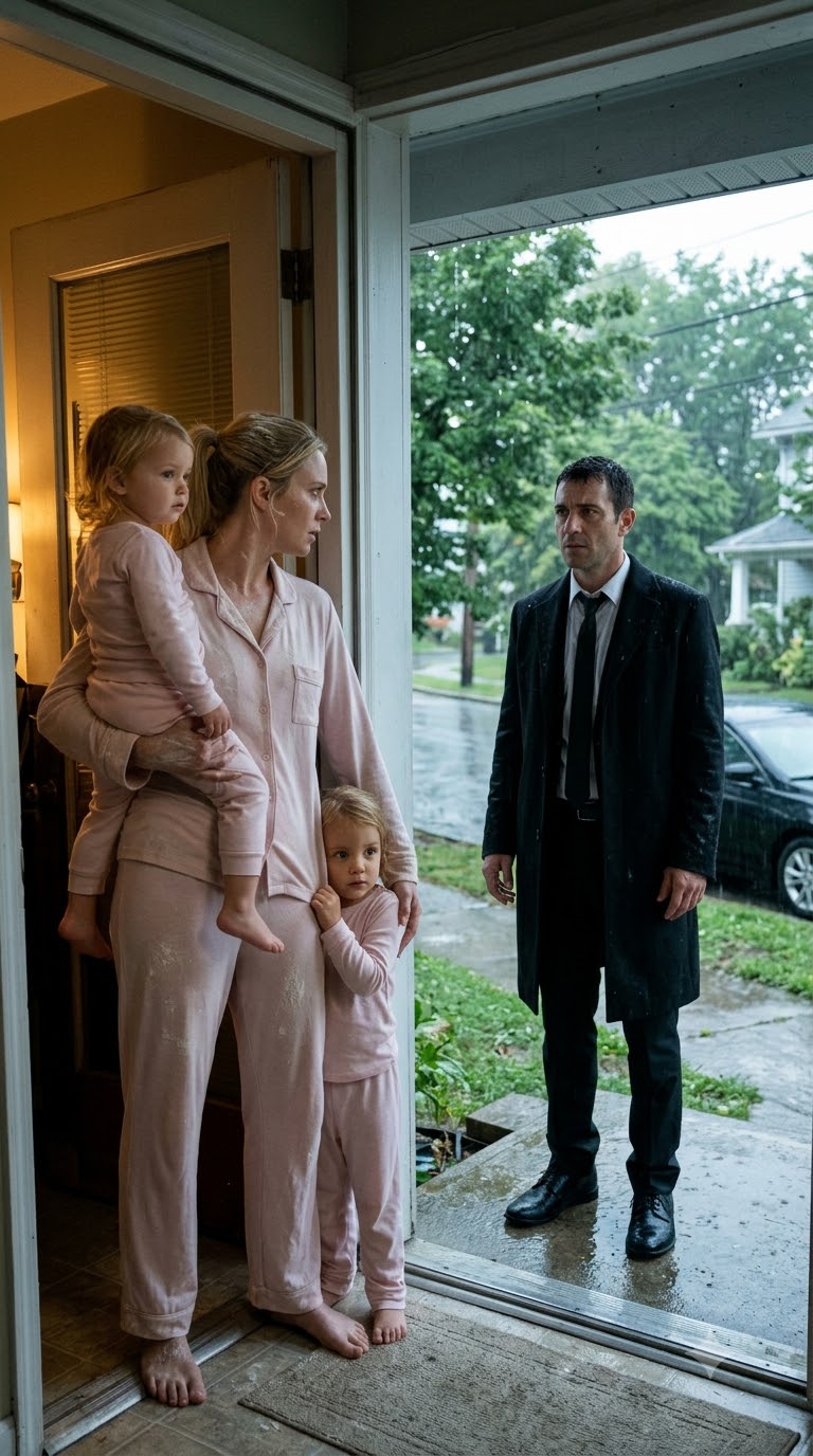 HE CAME TO HER DOOR—THEN TWO CHILDREN WITH HIS EYES LOOKED BACK