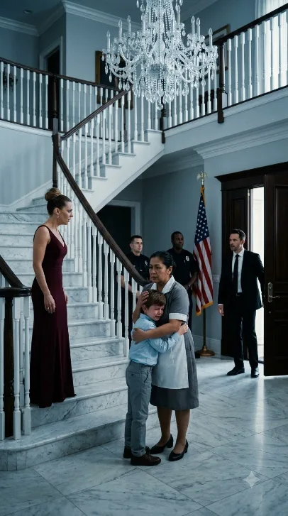 SHE PUSHED MY SON DOWN THE MARBLE STAIRS.