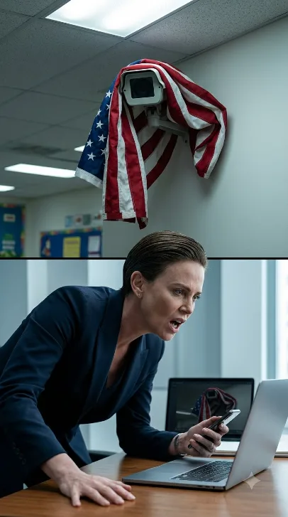 THEY COVERED THE CAMERA WITH THE FLAG.