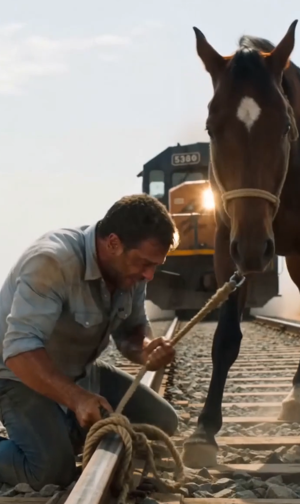 Desperate Father Refuses to Abandon Trapped Horse on Railway Tracks Only for the Animal's Inexplicable Instinct to Save Them Both in a Single Breathtaking Moment