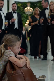 PART 2: The little girl slid violently across the polished marble floor, both tiny hands wrapped around the strap of an expensive designer bag.