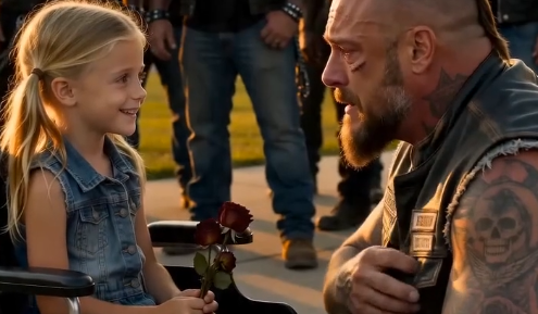 🎬PART 2:The Entire Biker Gang Went Silent When a Little Girl in a Wheelchair Rolled Up to Their Leader… Then He Saw the Flowers in Her Hands