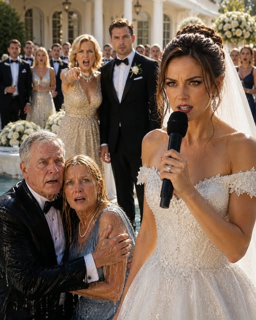 My mother-in-law shoved my parents into a pool in front of three hundred wedding guests and mocked them for being poor while my fiancé stood there in silence