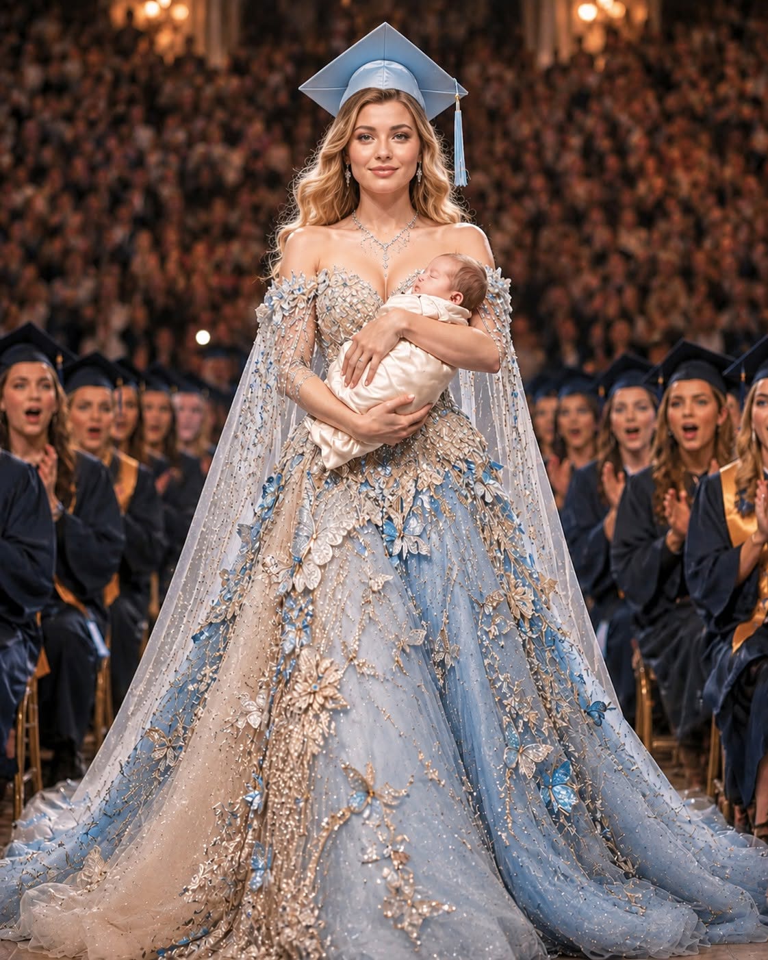 They laughed the second my daughter walked across the graduation stage with a newborn cradled against her chest