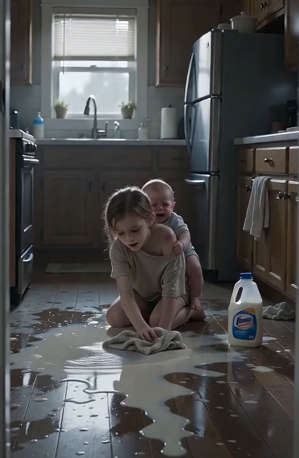 My 7-Year-Old Daughter Called Me Crying, “My Back Hurts, Daddy,” While Carrying Her Baby Brother and Cleaning Milk Off the Floor—But When I Checked the Security Cameras, I Found Months of Abuse, Forged Mortgage Papers, and the Evidence That Turned My Marriage Into a Criminal Case
