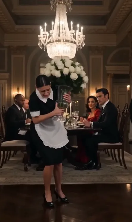 THE MAFIA BOSS WATCHED ME LIMP ACROSS HIS ENGAGEMENT DINNER CARRYING A VASE OF WHITE ROSES—UNTIL HIS FIANCÉE’S UNPROVOKED LIE EXPOSED A DARK SECRET LOCKED BENEATH THE ESTATE