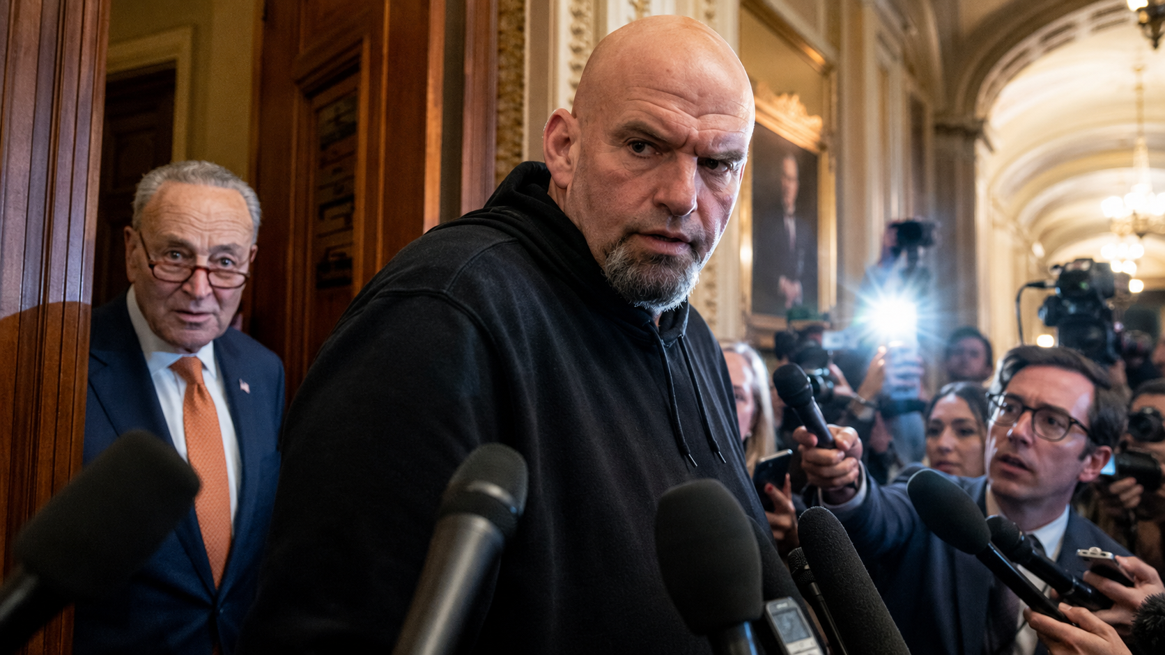 FETTERMAN LEAVES CHUCK SCHUMER MEETING - REVEALS IF HE'S SWITCHING PARTIES