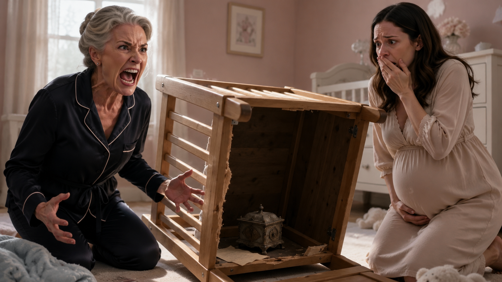 Her Mother-in-Law Tore Up the Ultrasound Photo and Screamed the Baby Girl Wasn't Good Enough — Then the Crib She Knocked Over Exposed a Hidden Music Box