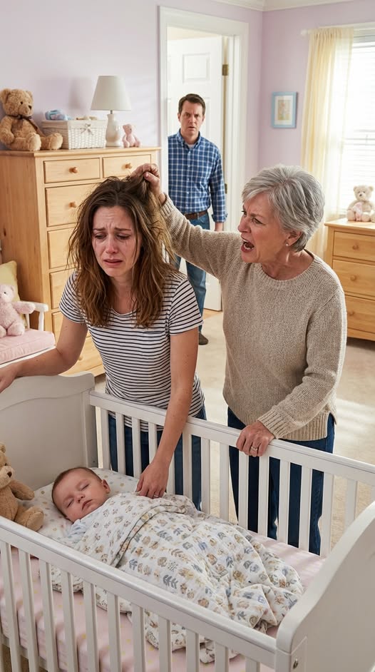 I set up the camera to check on my baby during naptime, but what I heard shattered me first: my mother snarling, “You live off my son and still dare to say you’re tired?” Then, right beside my child’s crib, she grabbed my wife by the hair. My wife didn’t scream. She just went still. That was the moment I understood her silence all these months wasn’t patience—it was fear. And once I kept watching, the truth got even worse.