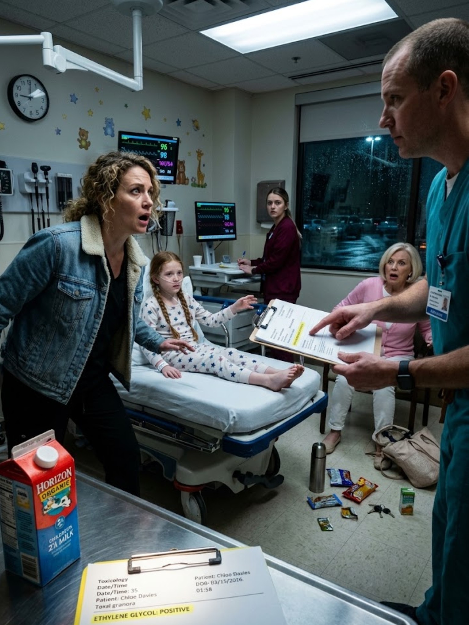 MY 8-YEAR-OLD DAUGHTER WOKE UP CRYING IN THE MIDDLE OF THE NIGHT, BEGGING HER GRANDMA TO LET HER TELL HER SOMETHING IMPORTANT—BUT SHE GOT SLAPPED, SENT BACK TO BED, AND MINUTES LATER WENT LIMP IN MY ARMS WITH FOAM AT HER MOUTH. BY THE TIME WE RUSHED HER TO THE ER, THE DOCTOR WAS STARING AT HER LAB REPORT IN DEAD SILENCE, ASKING HOW LONG SHE’D BEEN DRINKING THE MILK SHE KEPT SAYING TASTED “WRONG”… AND THE SECOND EVERYONE IN THE ROOM REALIZED WHO HAD BEEN HANDING IT TO HER EVERY NIGHT, EVERYTHING CHANGED...