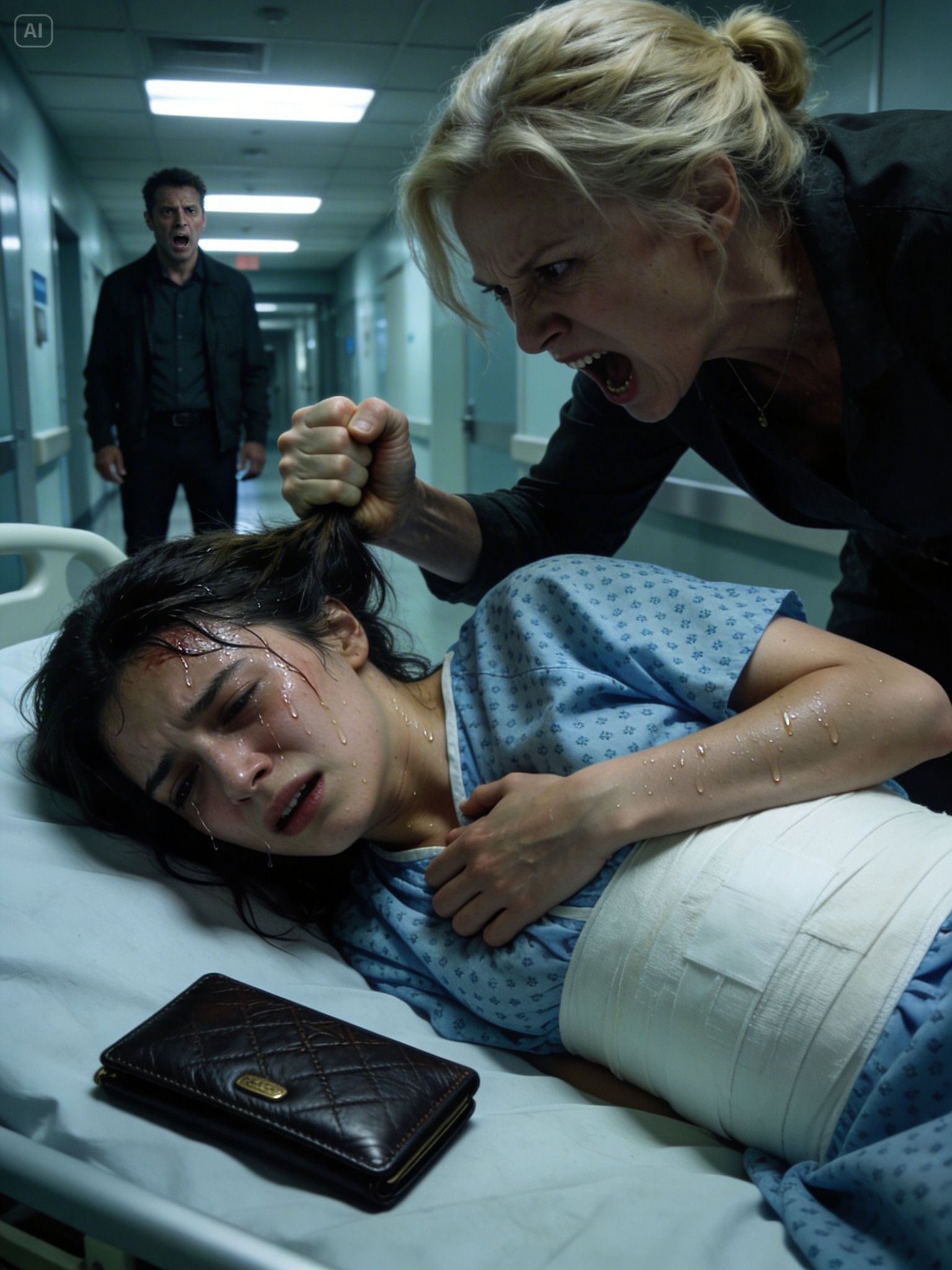 Only hours after my emergency C-section, I was still weak and numb in the recovery room when my mother-in-law stormed in without warning. Her face was twisted with rage. “You couldn’t even give me a grandson!” she shouted, hurling her heavy handbag down onto my fresh incision.